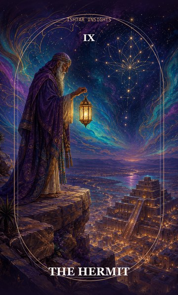 The Hermit, from the Ishtar Insights tarot deck