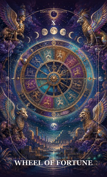 Wheel of Fortune, from the Ishtar Insights tarot deck