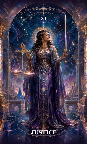 Justice, from the Ishtar Insights tarot deck