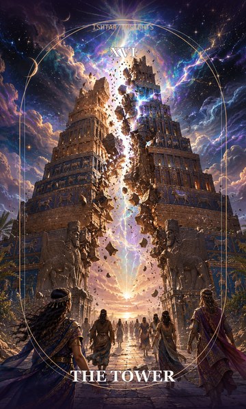 The Tower, from the Ishtar Insights tarot deck