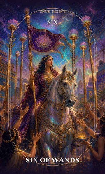 Six of Wands, from the Ishtar Insights tarot deck