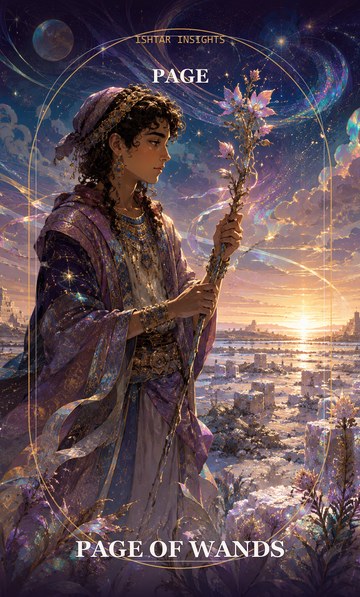 Page of Wands, from the Ishtar Insights tarot deck