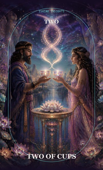 Two of Cups, from the Ishtar Insights tarot deck