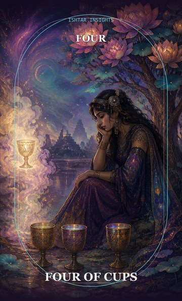 Four of Cups, from the Ishtar Insights tarot deck