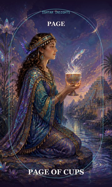 Page of Cups, from the Ishtar Insights tarot deck