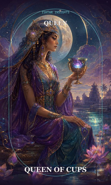 Queen of Cups, from the Ishtar Insights tarot deck