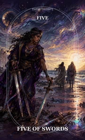 Five of Swords, from the Ishtar Insights tarot deck