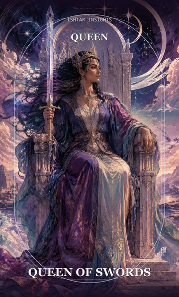 Queen of Swords, from the Ishtar Insights tarot deck