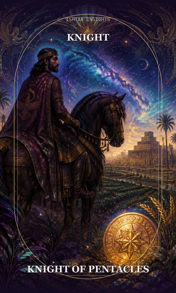 Knight of Pentacles, from the Ishtar Insights tarot deck