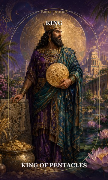 King of Pentacles, from the Ishtar Insights tarot deck